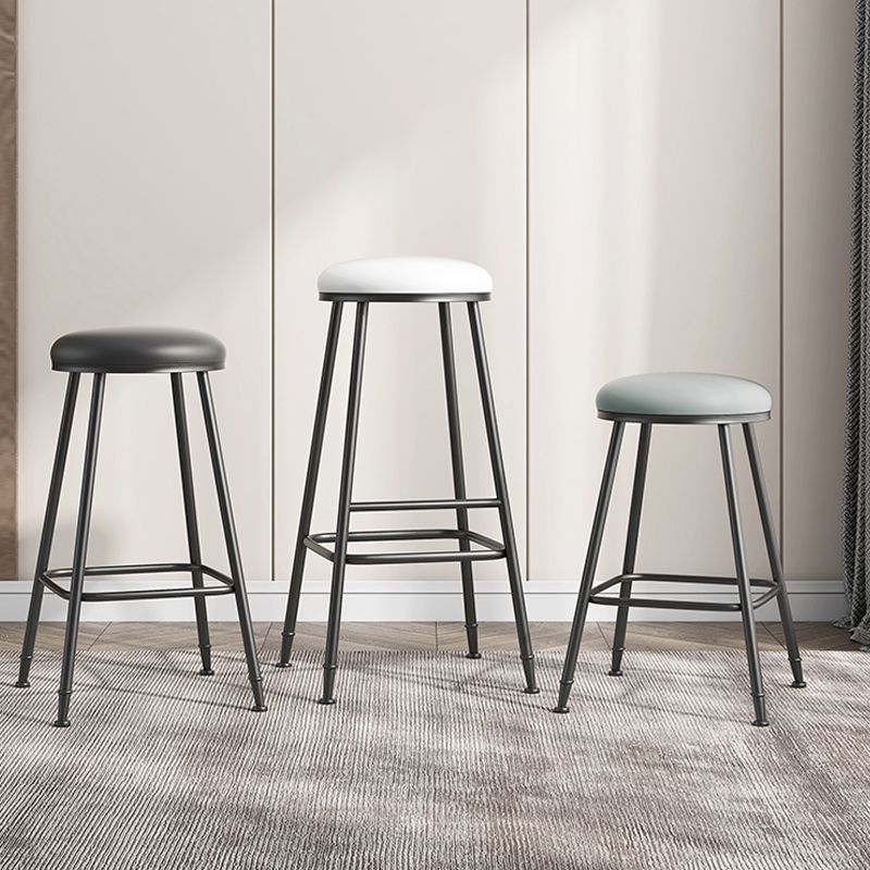 Scandinavian Backless Footrest Barstool Matte Finish Upholstered Home Stool