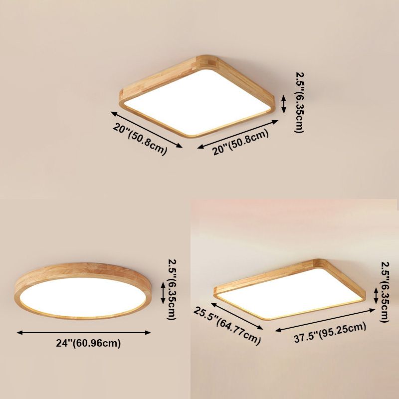 Modern Simple Style Geometric Flush Mount Lighting Wooden Flush Ceiling Light