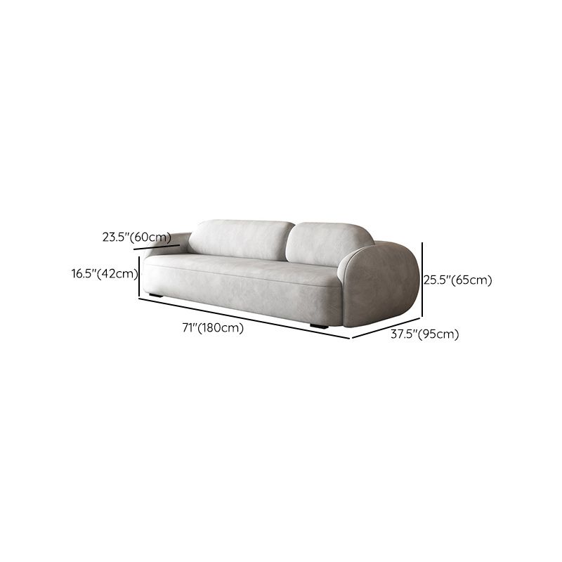 Contemporary 2/3-seater Sofa in Gray Faux Leather Round Arm Sofa