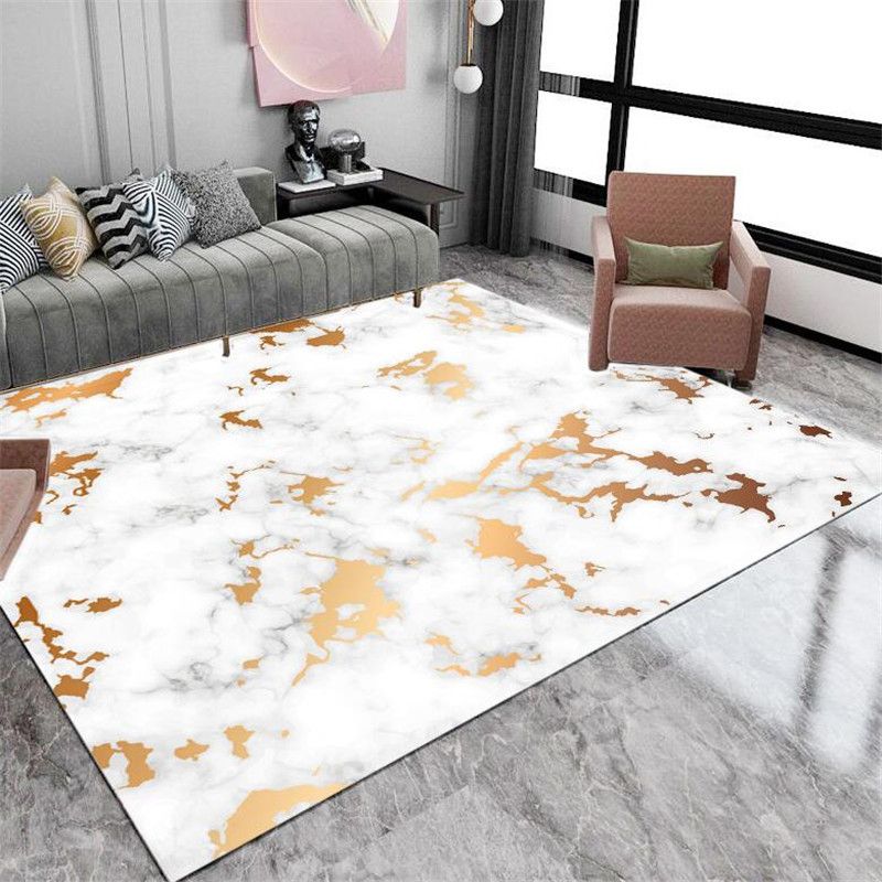 Simple Marble Surface Area Rug Contemporary Stylish Indoor Carpet Polyester Friendly Washable Rug for Home Decor