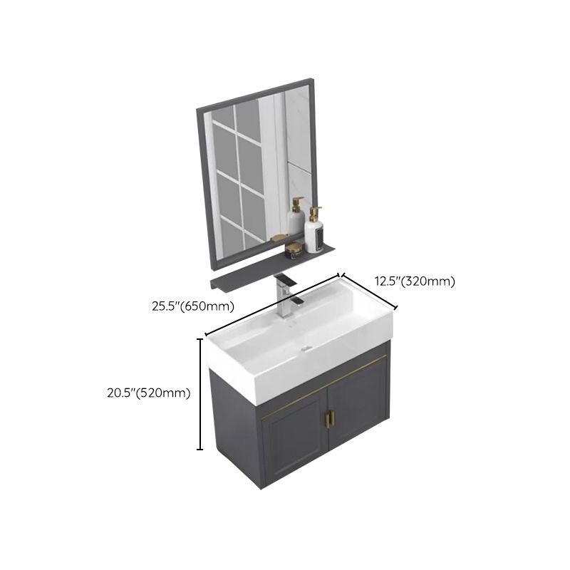 Modern Single Bath Vanity Wall Mount Ceramic Top Bathroom Vanity