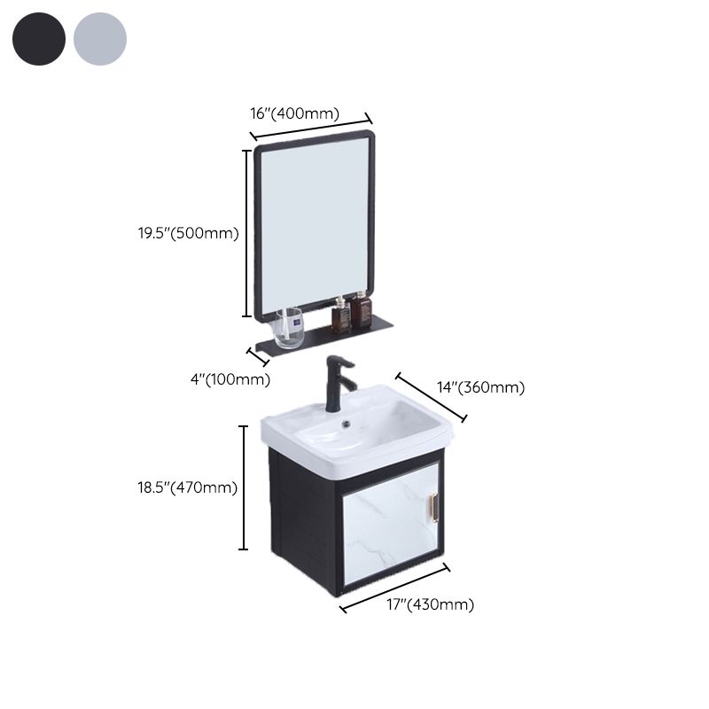 Rectangle Bathroom Vanity Glam Wall Mount Single Sink Mirror Bathroom Vanity Set