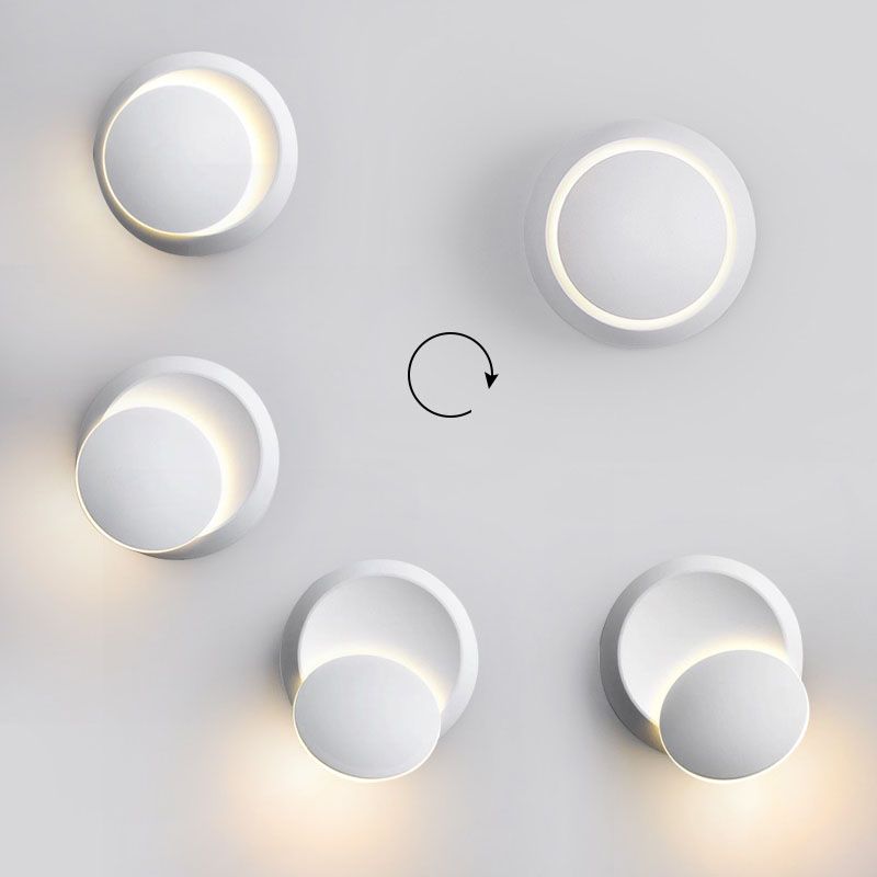 New Modern Aluminum 1-Light Wall Mount Lamp Adjustable Round Wall Sconce for Bedroom