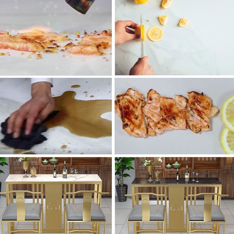 Traditional Luxury Bar Table Set 1/3/5 Pieces Counter Set with Gold Base