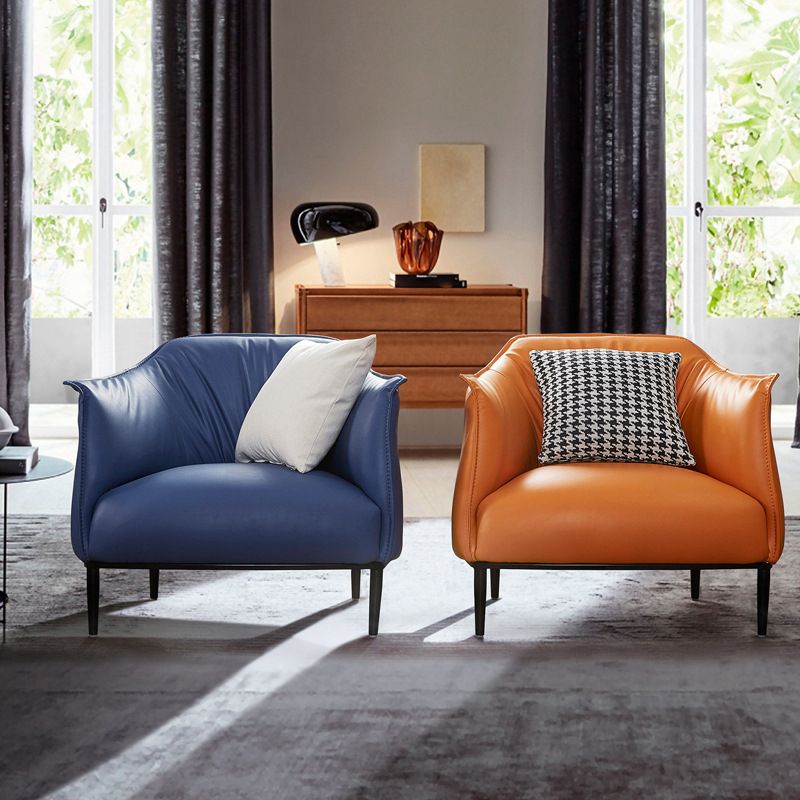 Contemporary PU Leather Arms Included with Black Legs Accent Armchair