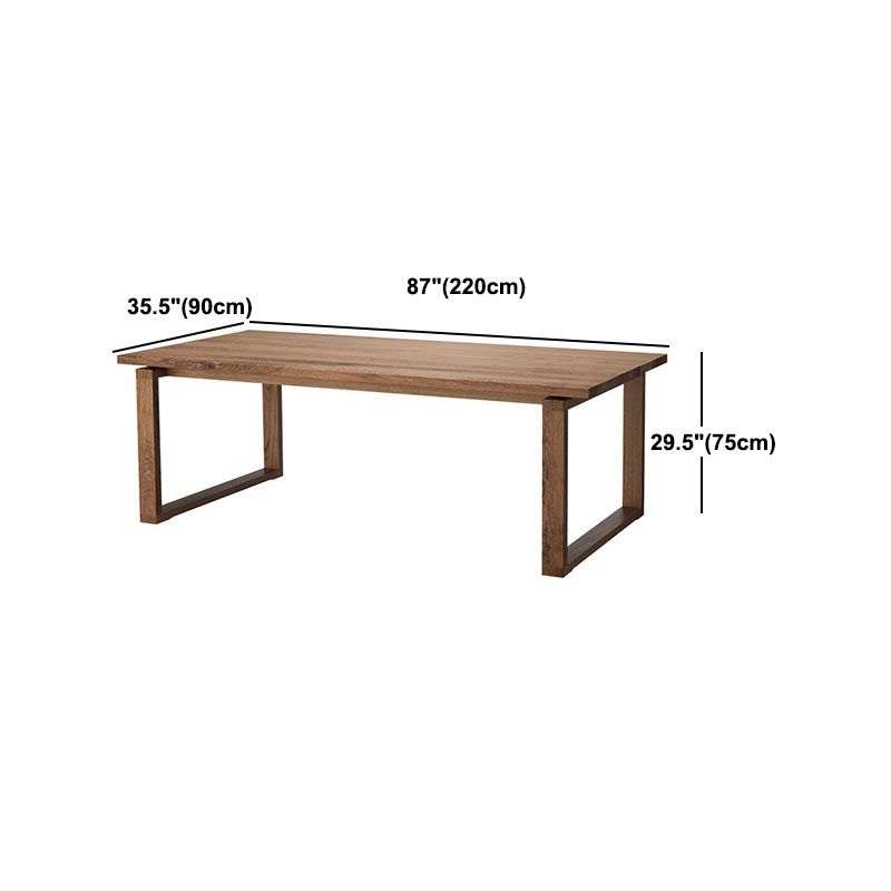 Natural Pine Wood Dining Table Contemporary Rectangle Sled Base Table