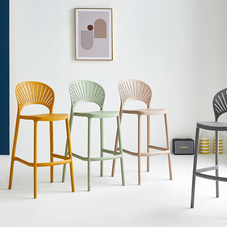 29.53" Plastic Scandinavian Kitchen Dining Room Armless Stool Low Back Bar Stool
