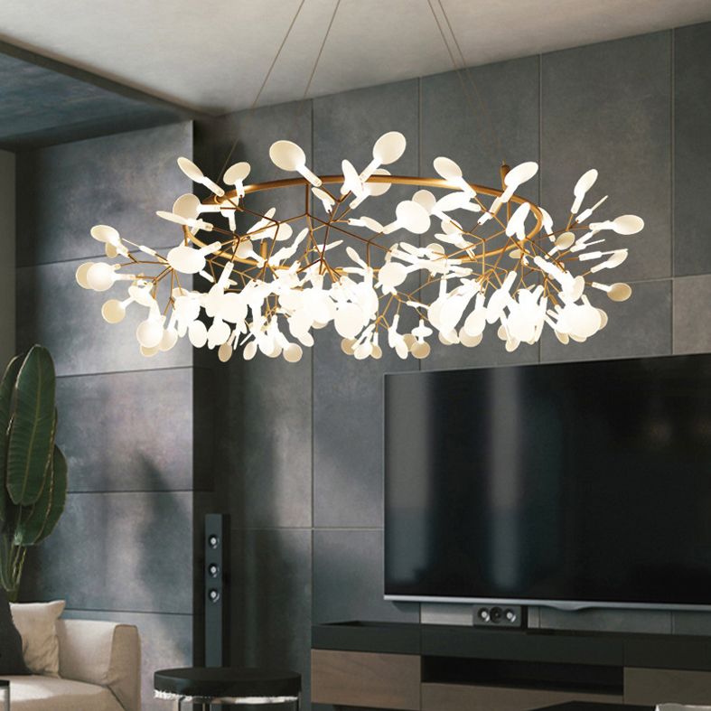 Luces de lámpara de fuego de fuego contemporánea luces de techo de acero inoxidable para sala de estar