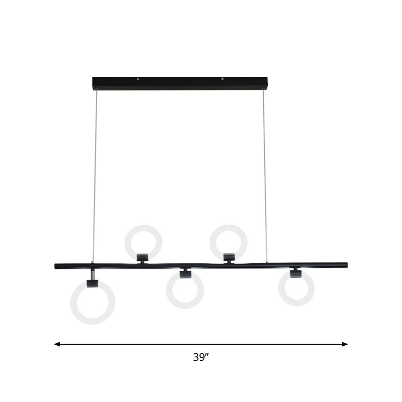Luz de lámpara metálica lineal Luce Nordic LED Black Lighting con anillos con luz cálida/blanca, 31.5 "/39"/47 "W