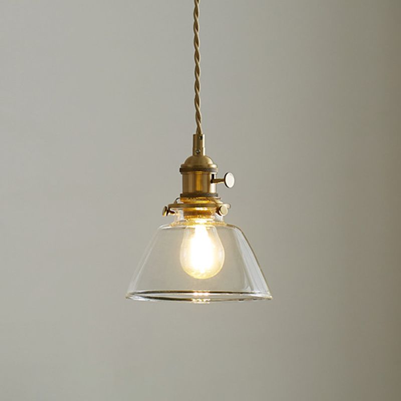 Pendre en verre industriel Pendre Light 1-Light Coffee Shop Hanging Light en laiton