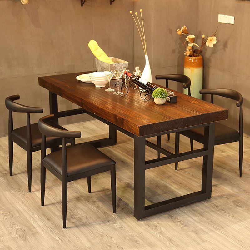 Industrial 1/2/3/4/5 Pieces Furniture Solid Wood Rectangle Dining Chairs Set in Brown