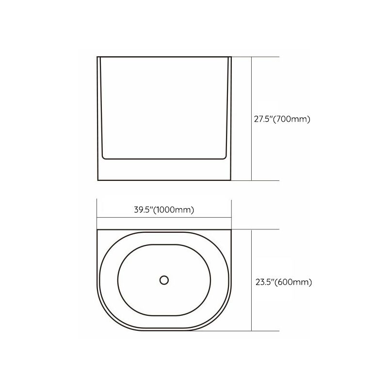 Modern Style Acrylic Soaking Bathtub Oval Back to Wall Bathtub in White