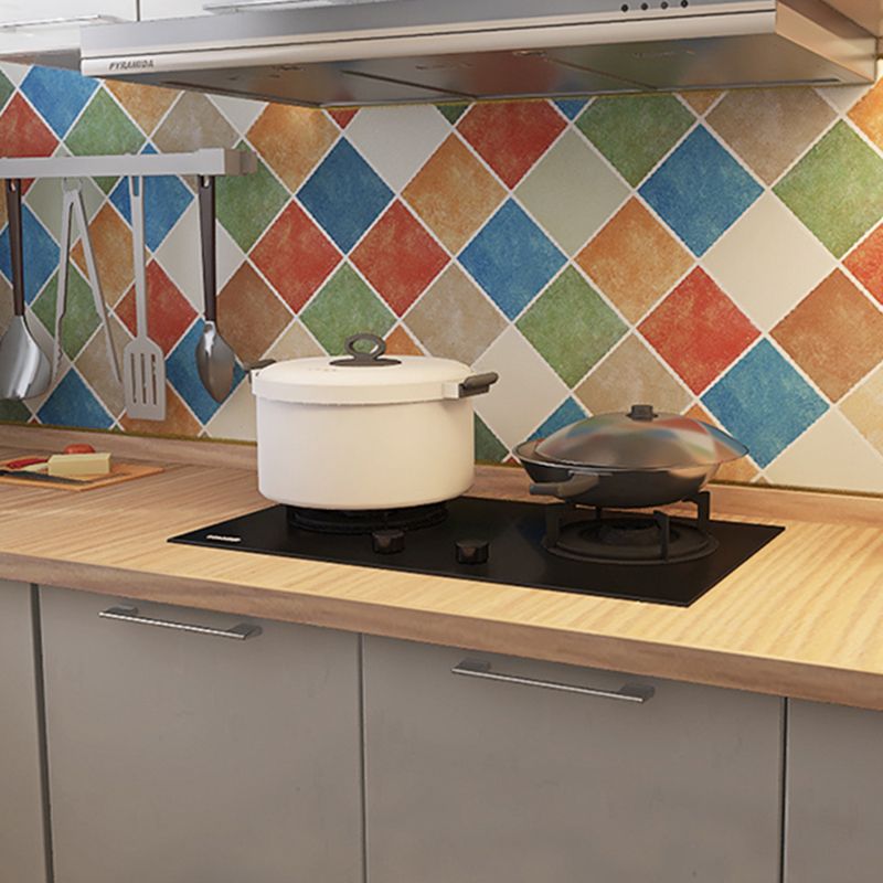 Rectangular  Wall Tile Peel and Stick Geometric Print Stick Kitchen Wallpaper