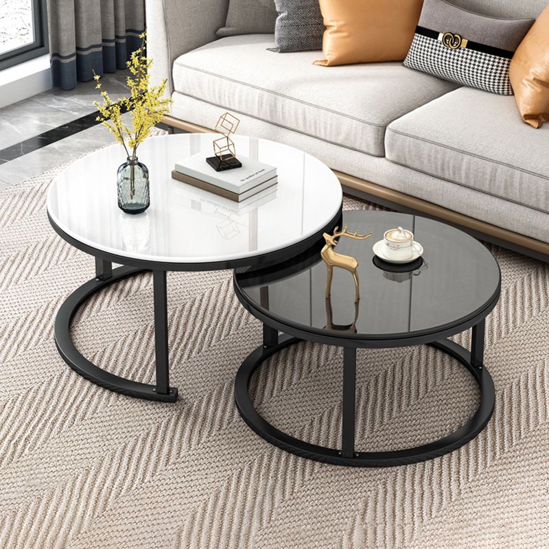 Frame Contemporary Coffee Table Set Glass Top Coffee Cocktail Table