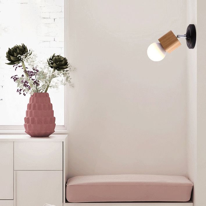 Modern Simple Wall Lamp Wooden Wall Vanity Lights for Powder Room Washroom
