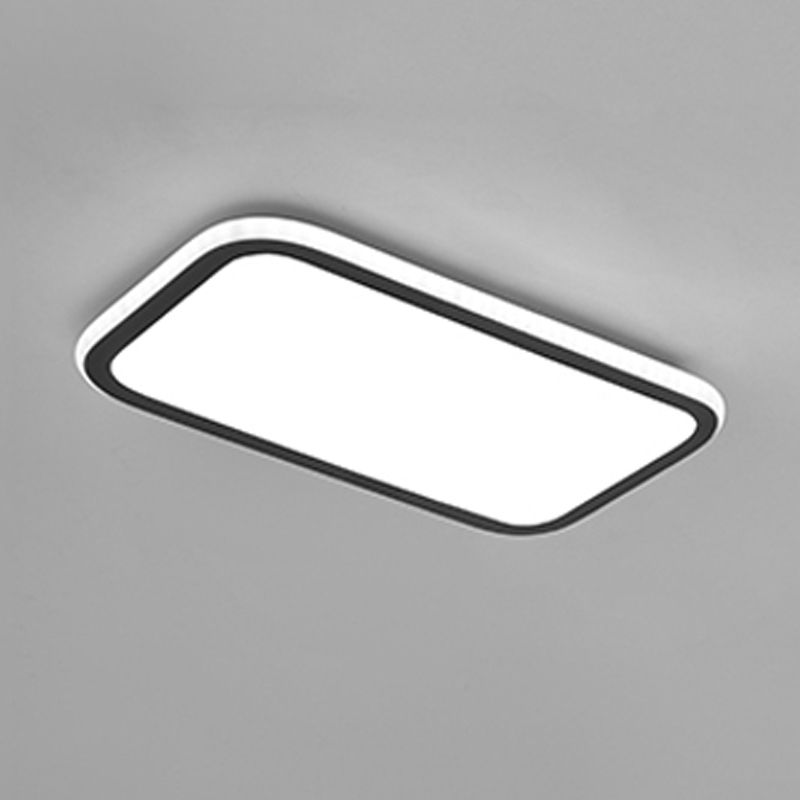 Metal Square Flush Ceiling Light Modern 1 Light Flush Ceiling Light Fixtures in White