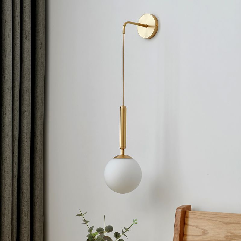 Simplicity Wall Hanging Lamp 1 Head Glass Spherical Bedside Wall Reading Light