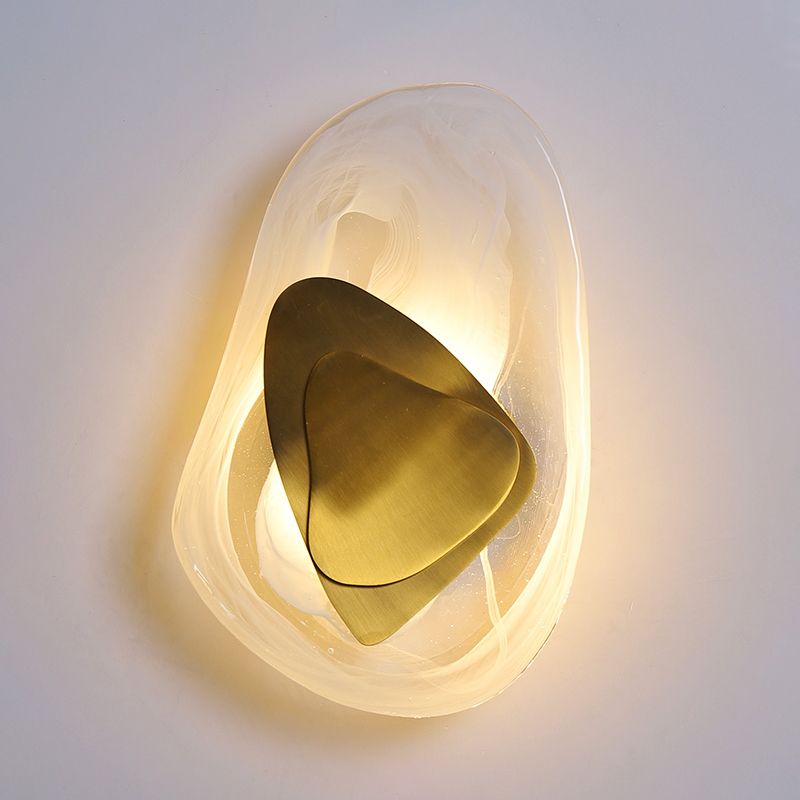 Clear Glass Rock Surface Wall Sconce Minimalist Creative Black/Gold LED Flush Mount for Dining Room
