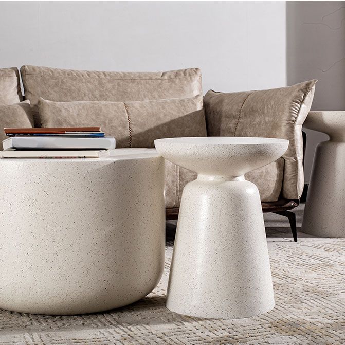 Round White Metal Coffee Table Pedestal 1 Single Cocktail Table