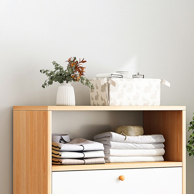 13.77" Wide Modern Wood Accent Chest with Drawers and 1 Shelf