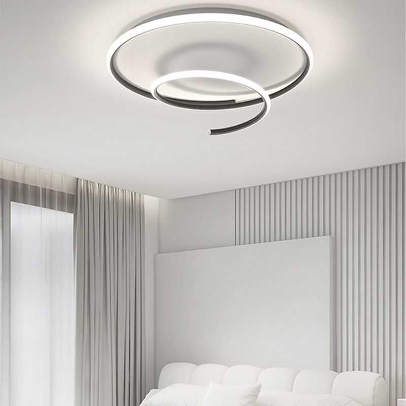 Contemporary Metal Ceiling Light Linear Black Flush Mount Light for Bedroom