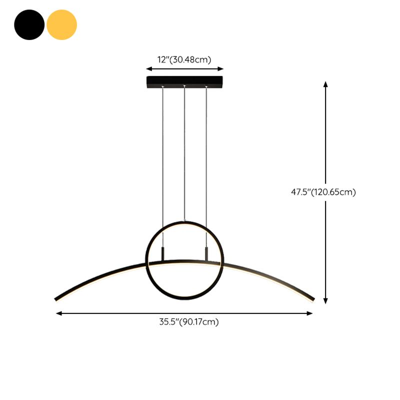 2 Lights Geometric Pendant Lighting Modern Metal Island Lighting