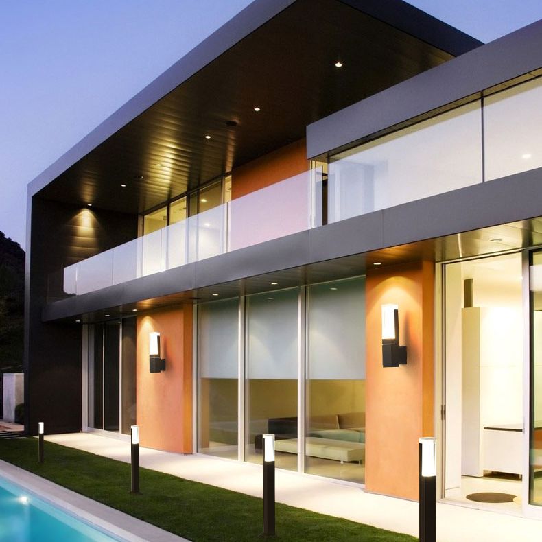 Zeitgenössische Aluminiumwand -Wandleuchte im Freien mit schwarzem LED -Wand montiertes Licht