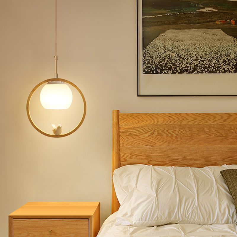 Holz 1 hängende hängende leichte Globus und Vögel Schlafzimmer moderne Anhängerleuchten