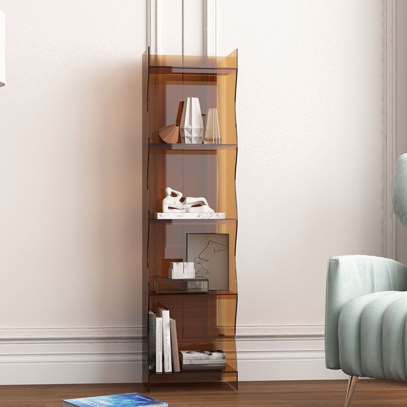 Contemporary Closed Back Bookshelf Acrylic Shelf Bookcase with Shelves