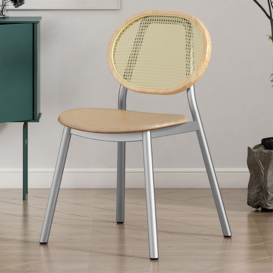 Silla lateral de comedor escandinava con respaldo abierto para silla lateral de comedor de cuero para el hogar