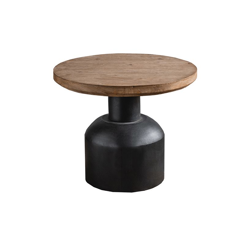 Wooden Round Top Side Table 19.7"/25.6" Tall Metal Pedestal End Table