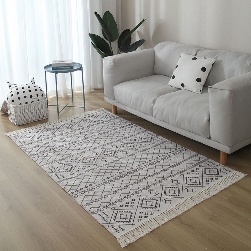 Casual woonkamer vloerkleed multi-gekleurde geometrische geprint gebied tapijt jute vlekbestendige handgemaakte binnendarbasis met kwastje