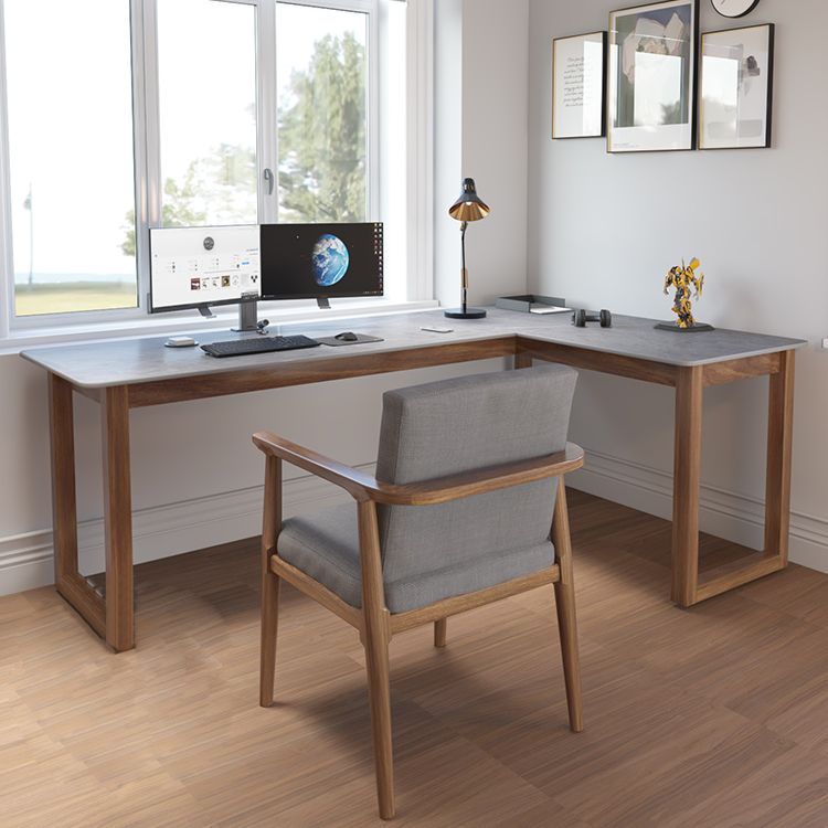 Modern Stone Writing Desk Corner 29.53-inch Tall Office Desk with Sled Base