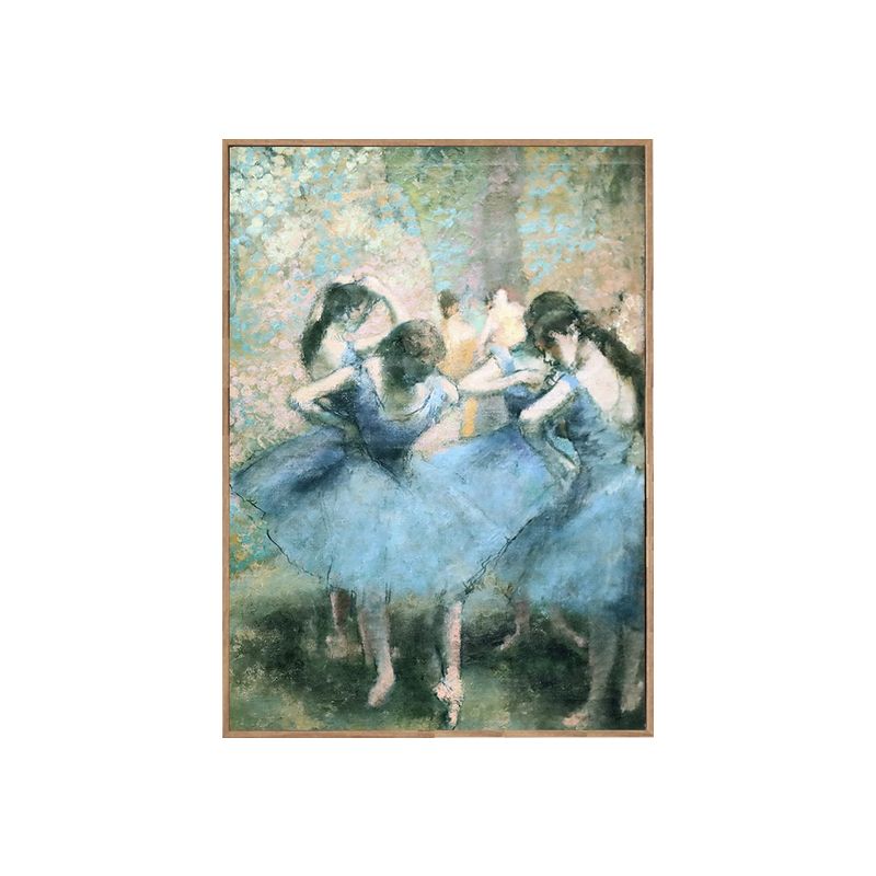 Blue Degas Ballet Dancers Painting Textured Vintage Sitting Room Canvas Wall Art