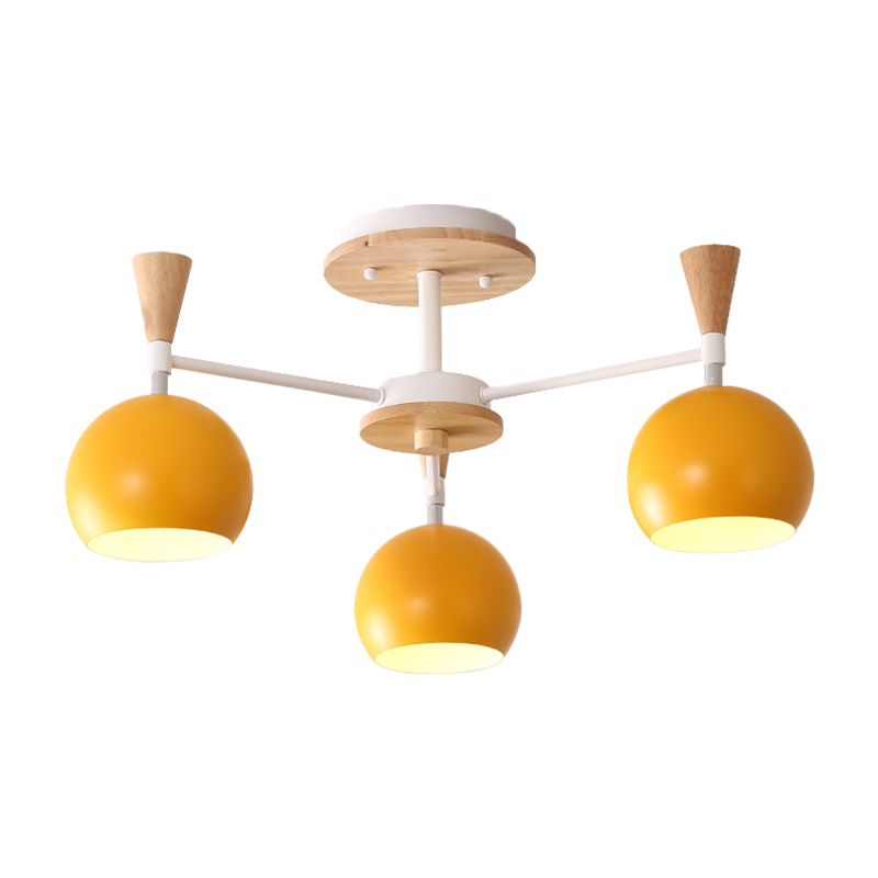 Macaron 3/6/8-Light Ceiling Lamp with Acrylic Shade Pink/Yellow/Blue Dome Semi Flush Pendant