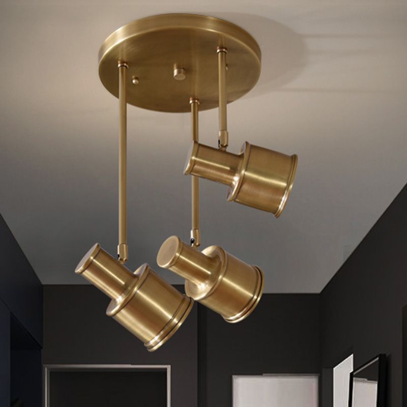 Couloir cylindrique Prède Light Light Colonial 3 Lights Gold Rotatable Suspended Lighting Ayémorrat