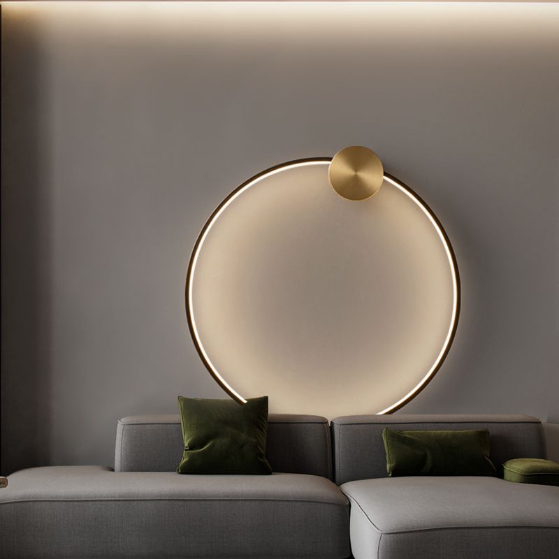Metal Round Shape Wall Light Modern Style 1 Light Wall Mounted Light Fixtures