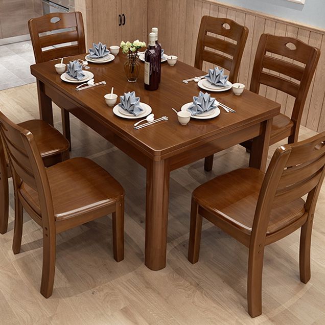 Simplicity Rectangle Dining Site Table Solid Wood Dining Room Collection with 4 Legs