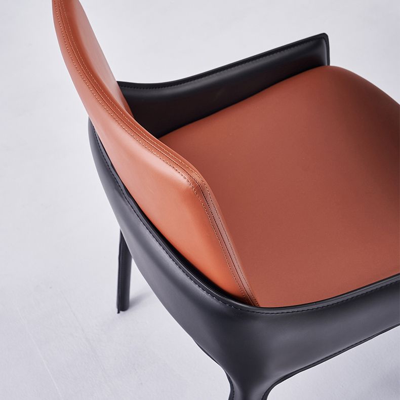 Silla de comedor de metal moderno, silla de comedor con brazo de cuero para uso doméstico