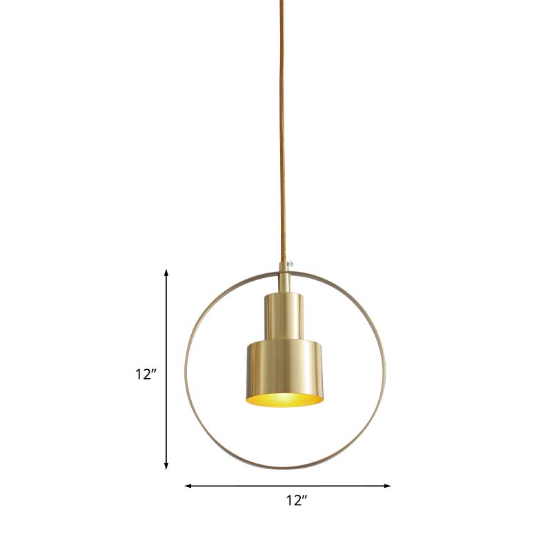 1-Light 2-Tier Tube Down Lighting Colonial Brass Finish Metallic Hanging Lamp Kit with Ring