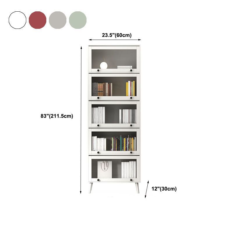 Modern Style Bookcase Closed Back Bookshelf with Glass Door for Home Office