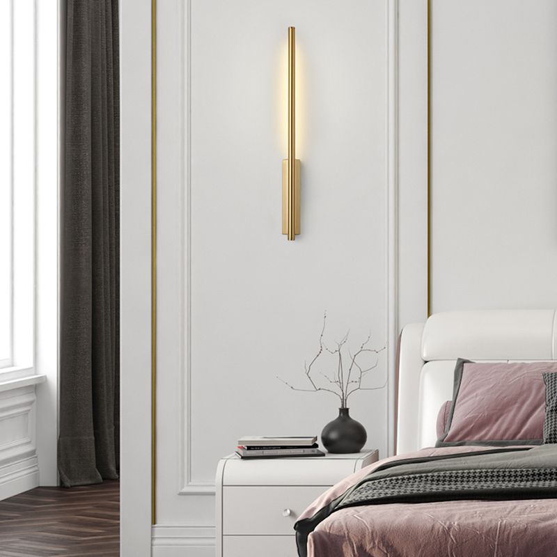 Sconce da parete lineare a 1 luce moderna illuminazione da parete in stile semplice in oro e cromo nero e ottone