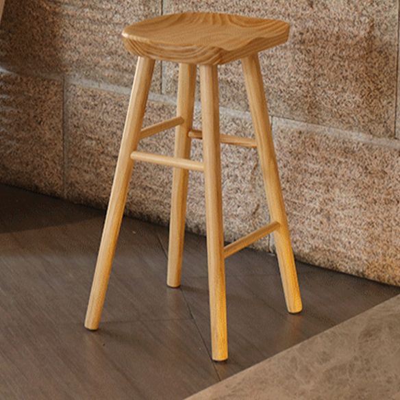 Contemporary Solid Wood Bar Stool Backless Footrest Counter Stool