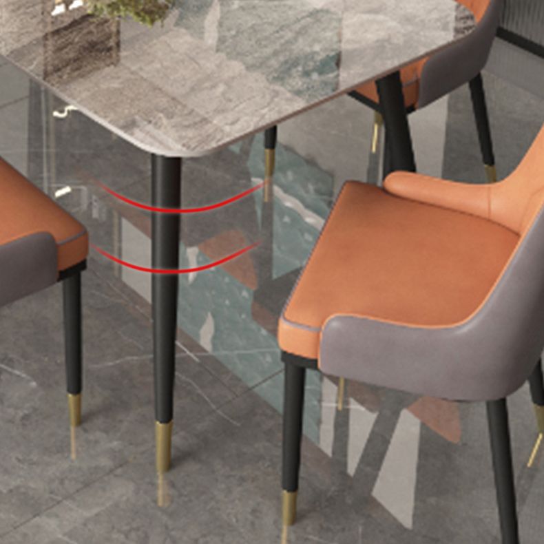 Industrial Sintered Stone Dining Table for Restaurant Rectangle Grey Table with 4 Legs