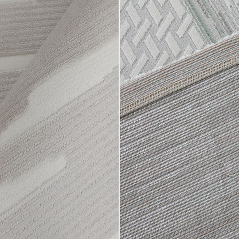 Grey Modern Rug Polyester Line Rug Washable Rug for Living Room