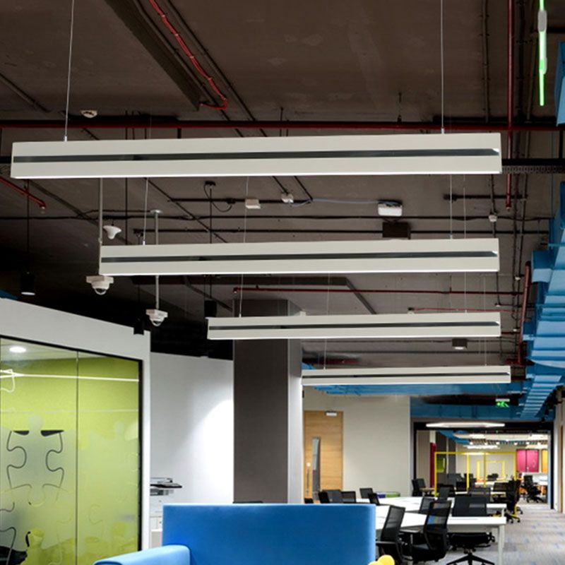 Rectangular Hanging Pendant Contemporary Metal Meeting Room LED Suspension Lighting