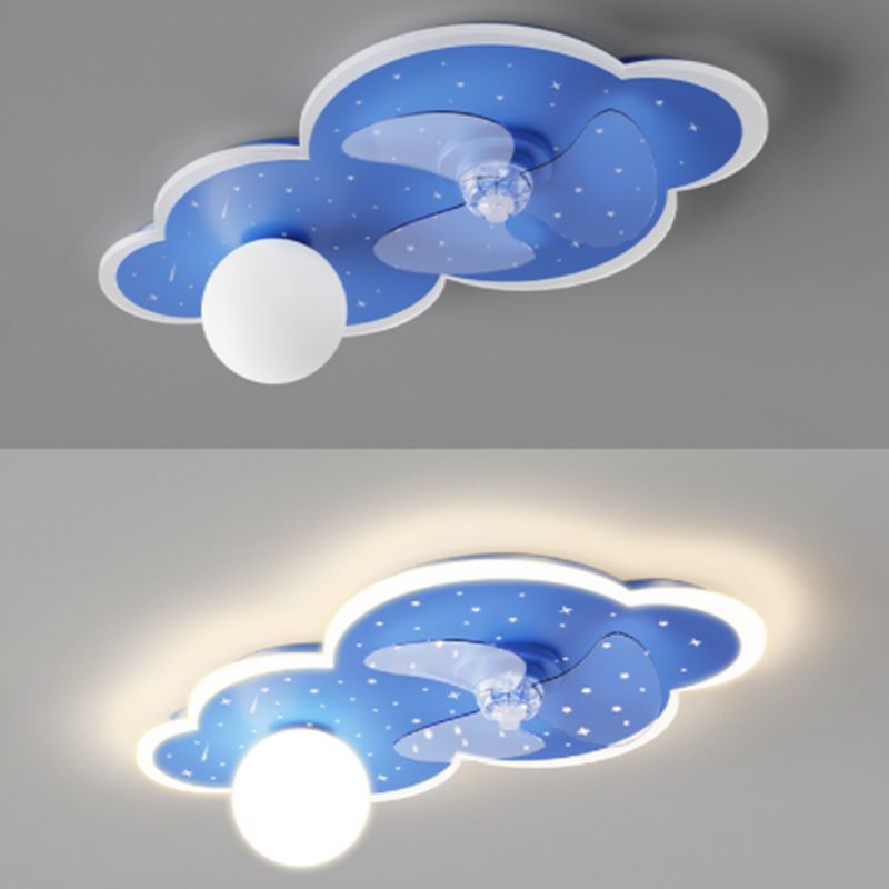 3-Blade Fan with Light Children Blue Ceiling Fan for Restaurant