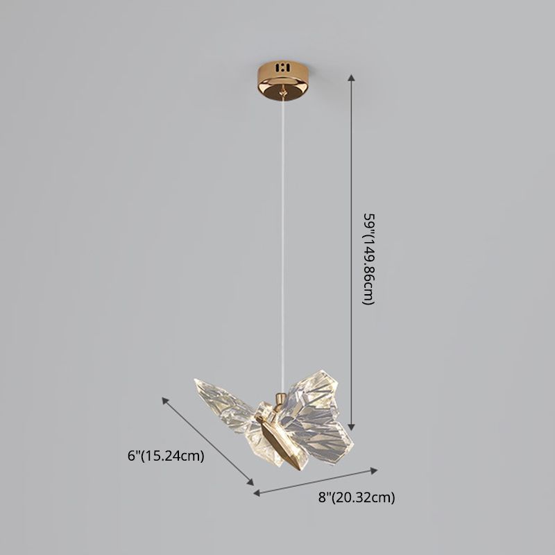 Acrylic Butterfly LED Pendant Light in Modern Creative Style Wrought Iron Hanging Light for Dining Room