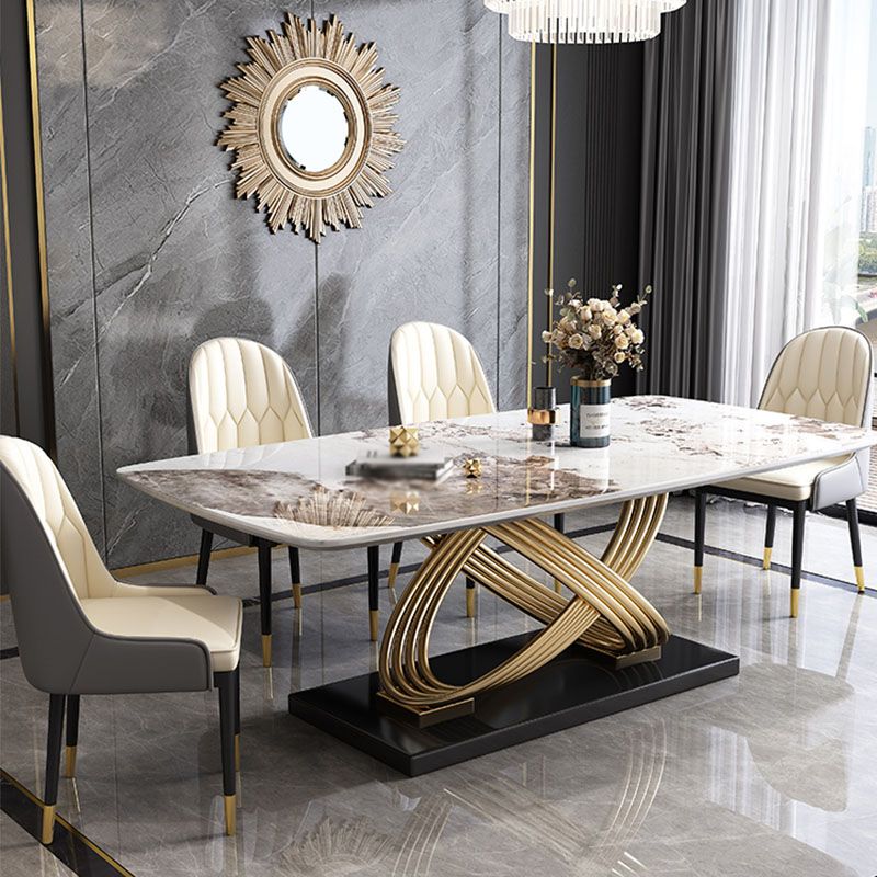 Nordic Glam Sintered Stone Dining Table Set 1/2/5/7 Pieces Dining Set for Home
