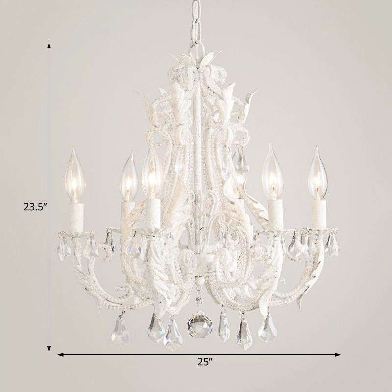 Grey/White Spur Chandelier Modern 5/6 Heads Crystal Ceiling Pendant Light for Living Room